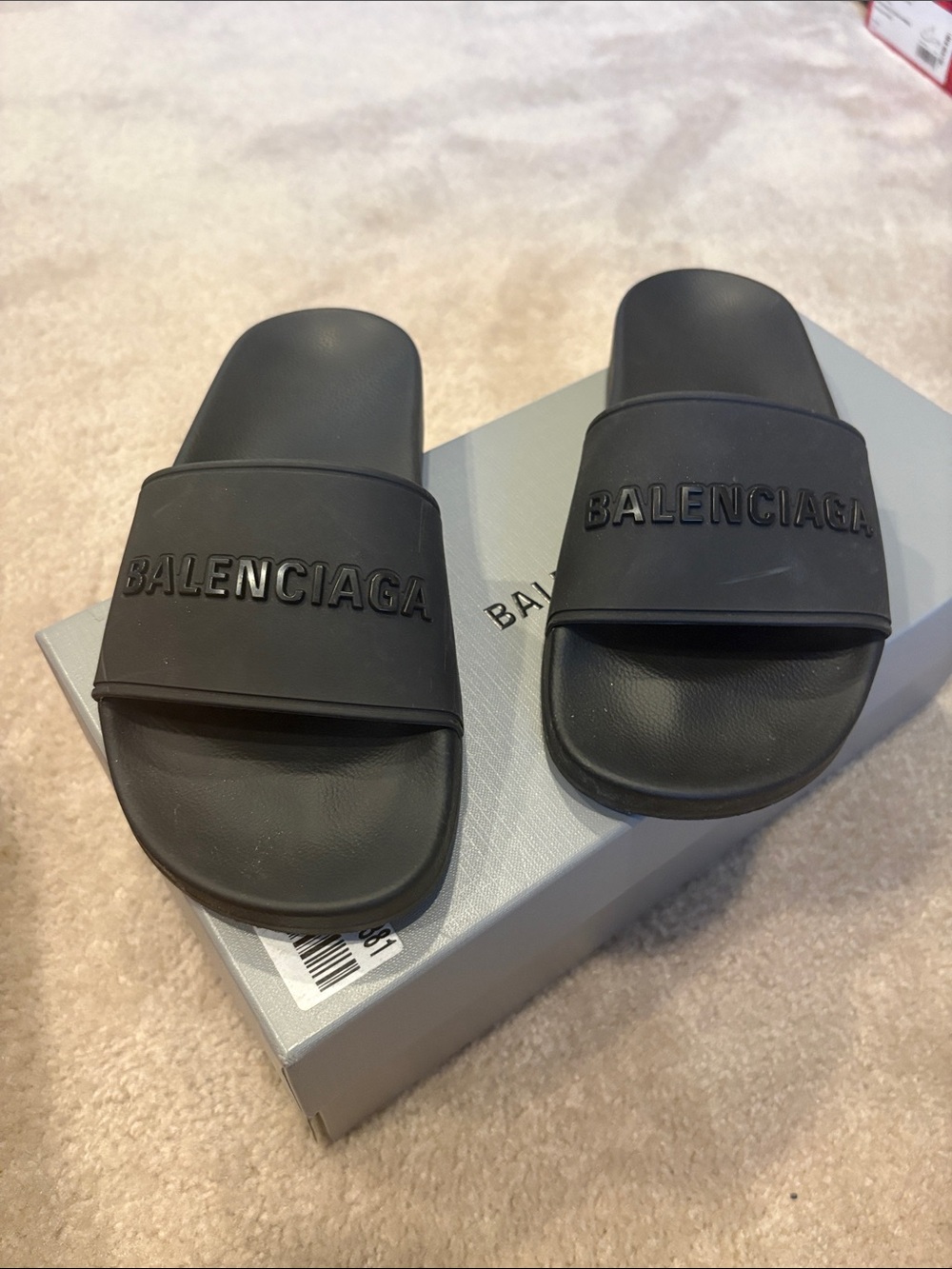 Authentic Balenciaga Black Logo pool Rubber Slide Sandals